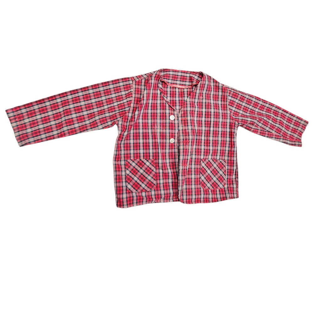 Plaid Jacket Toddler 2T-3T Red Lightweight‎ Button Front Classic Coat Handmade